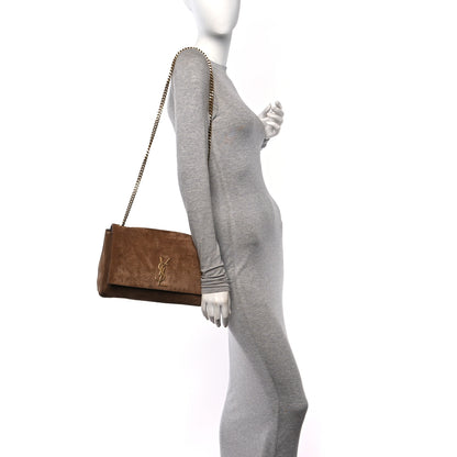 Saint Laurent Smooth Calfskin Suede Medium Reversible Monogram Kate Satchel Light Ochre 3 of 10