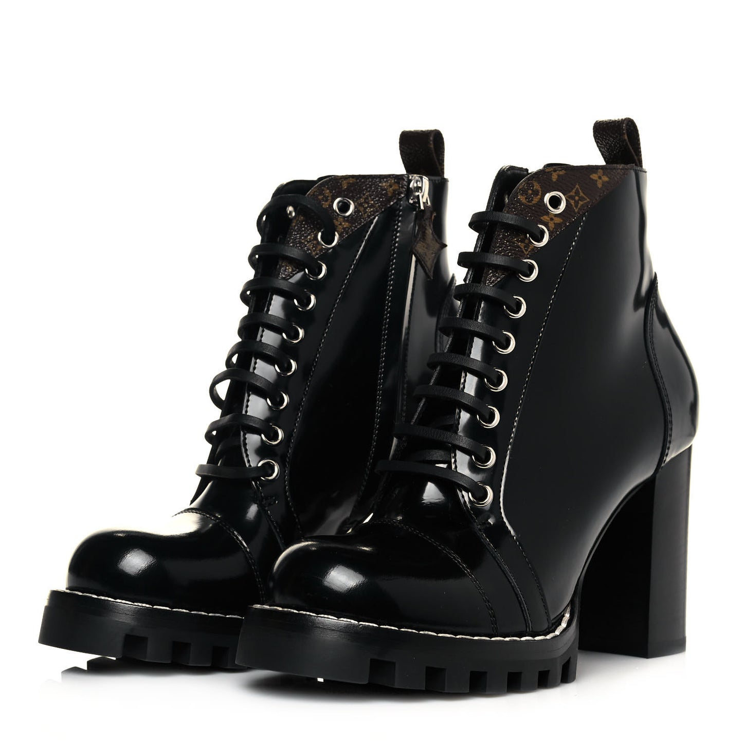Patent Calfskin Monogram Star Trail Ankle Boots 37.5 Black