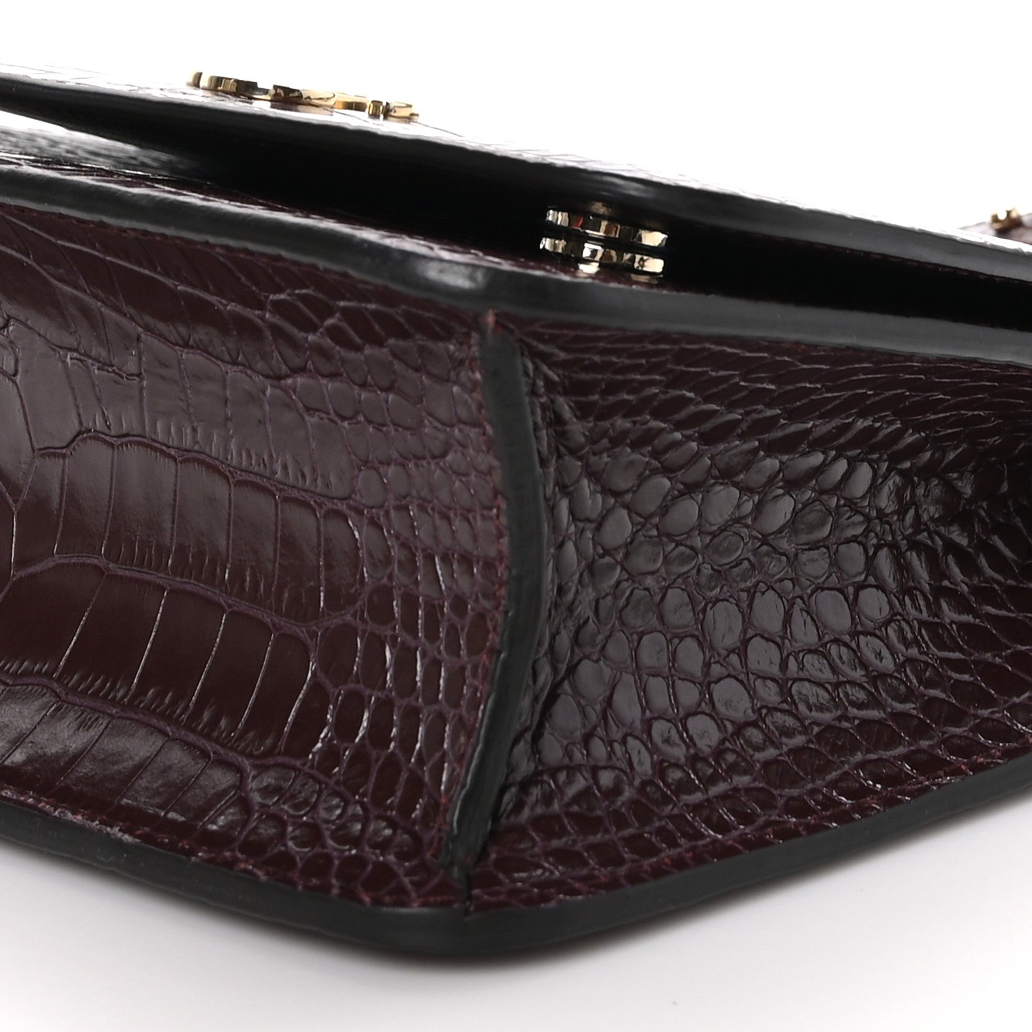 Jimmy Choo Calfskin Crocodile Embossed Medium JC Top Handle Bordeaux 8 of 8