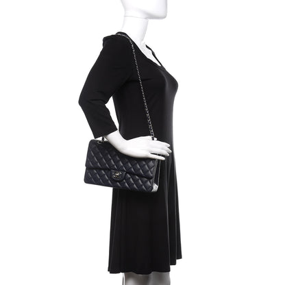 Chanel Caviar Quilted Medium Double Flap Dark Blue 2 of 10