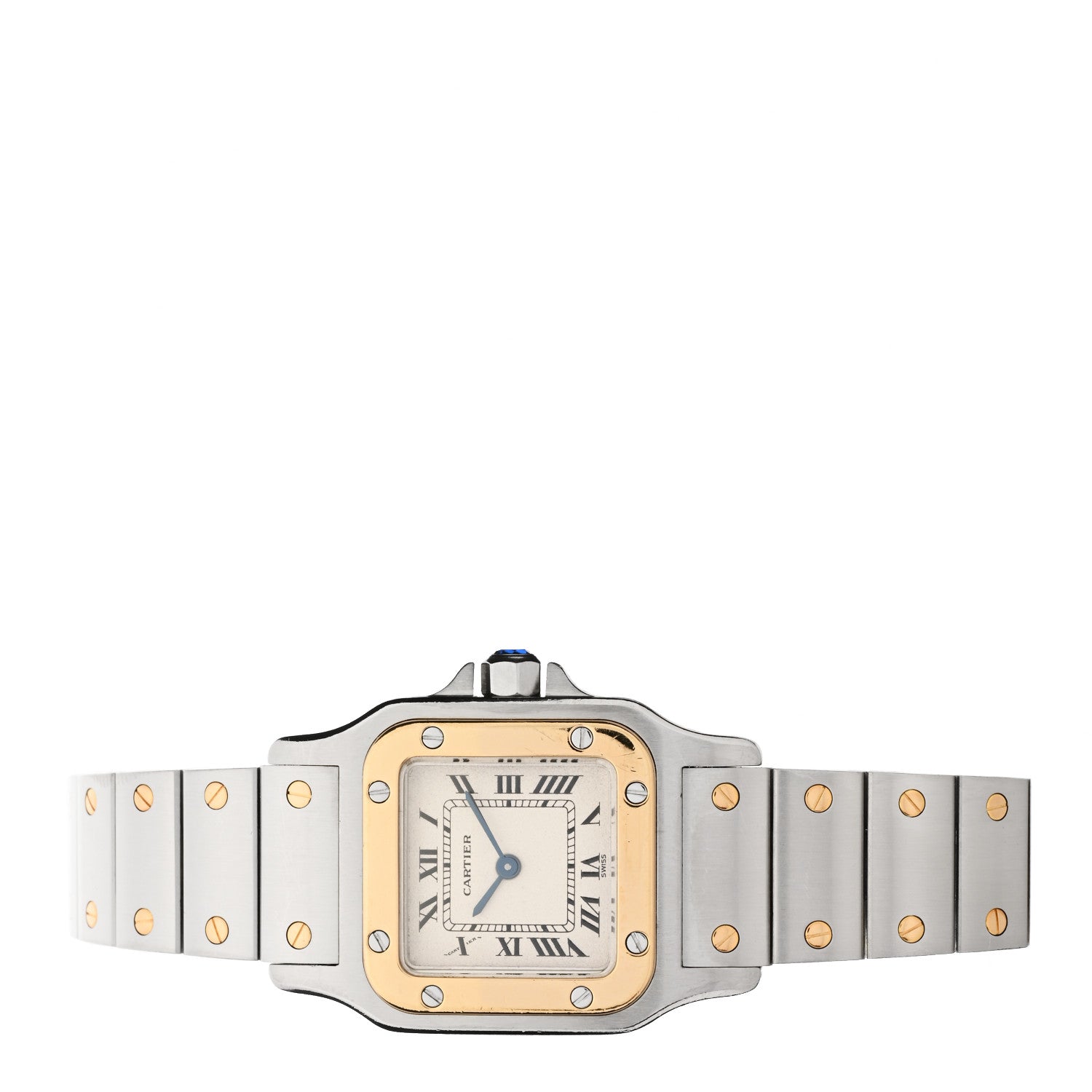 Cartier Stainless Steel 18K Yellow Gold 24mm Santos De Cartier Galbee Quartz Watch 2 of 4