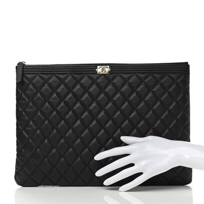 Chanel Caviar Quilted Large Boy Cosmetic Case Black 2 of 7