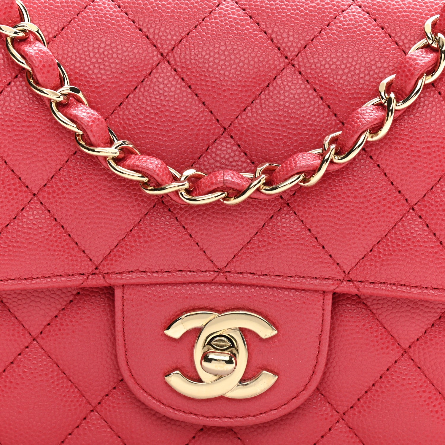Chanel Caviar Quilted Mini Rectangular Flap Dark Pink 7 of 7