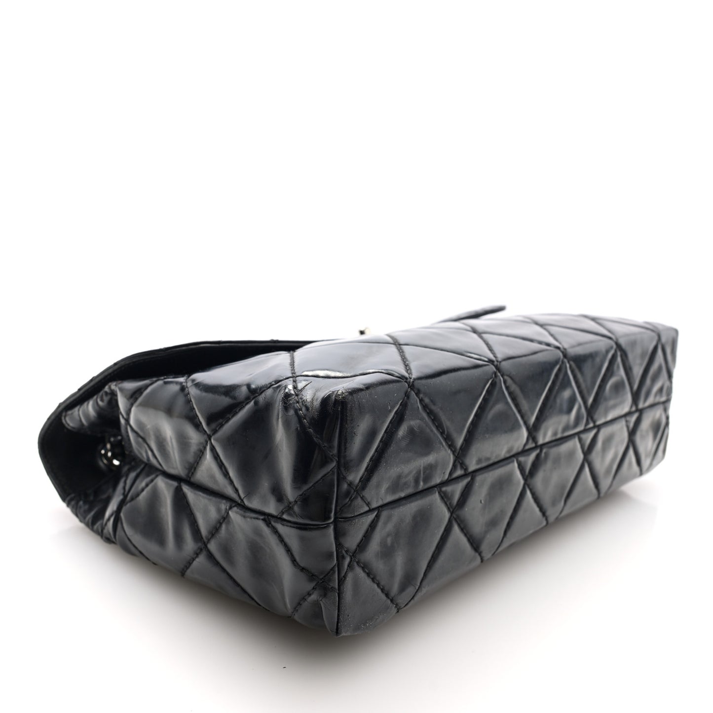 Vinyl Quilted In the Business Flap Bag Black