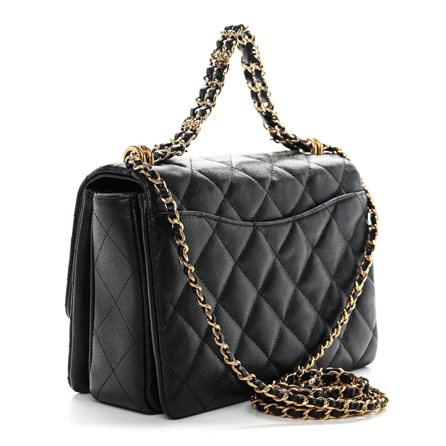 Caviar Quilted Coco First Flap Black