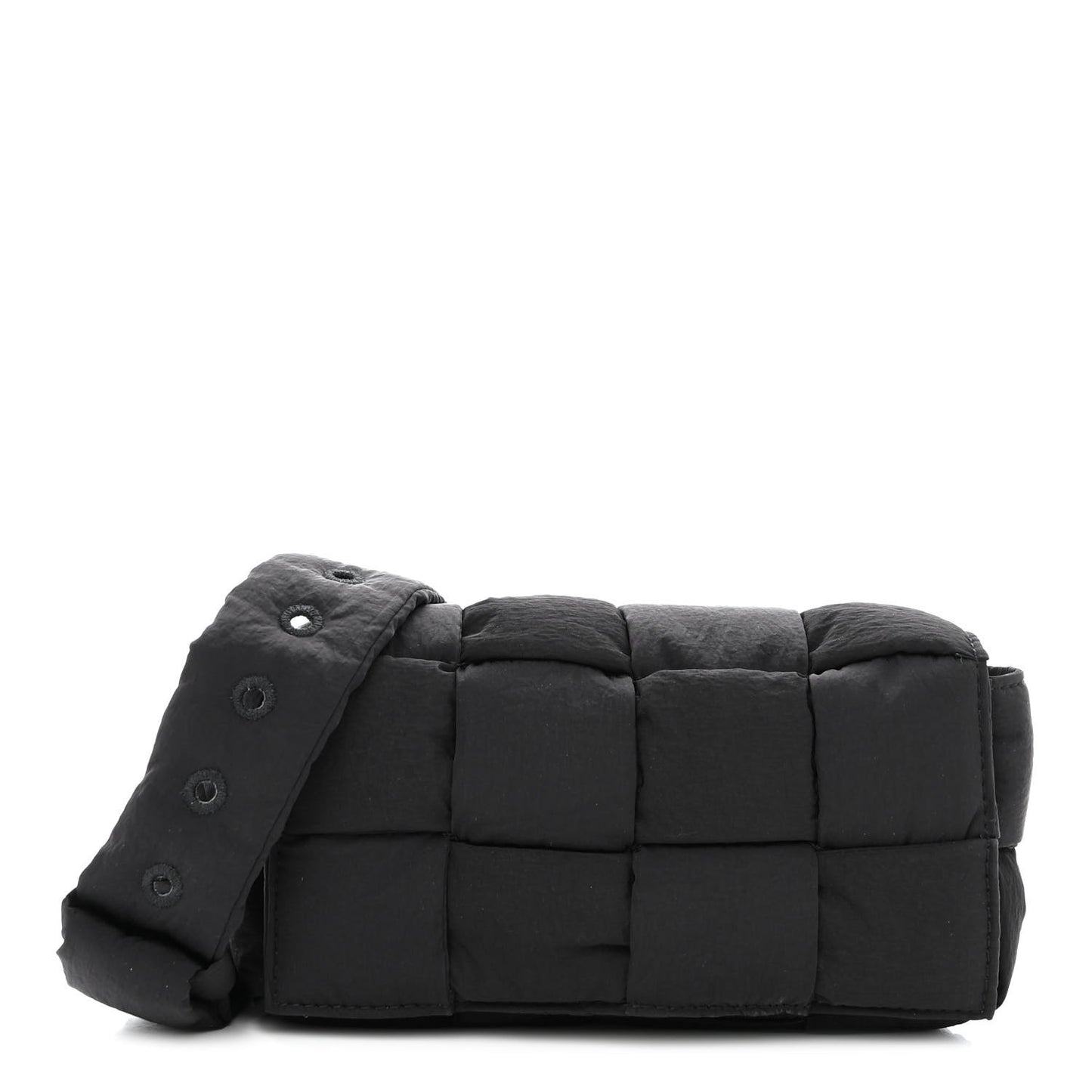 Nylon Intrecciato Padded Tech Mini Cassette Belt Bag Black