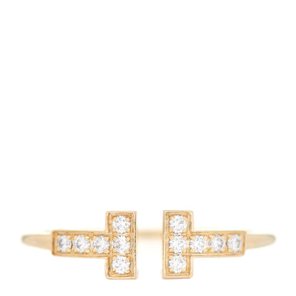 Tiffany 18K Yellow Gold Diamond T Wire Ring 56 7.75 1 of 5