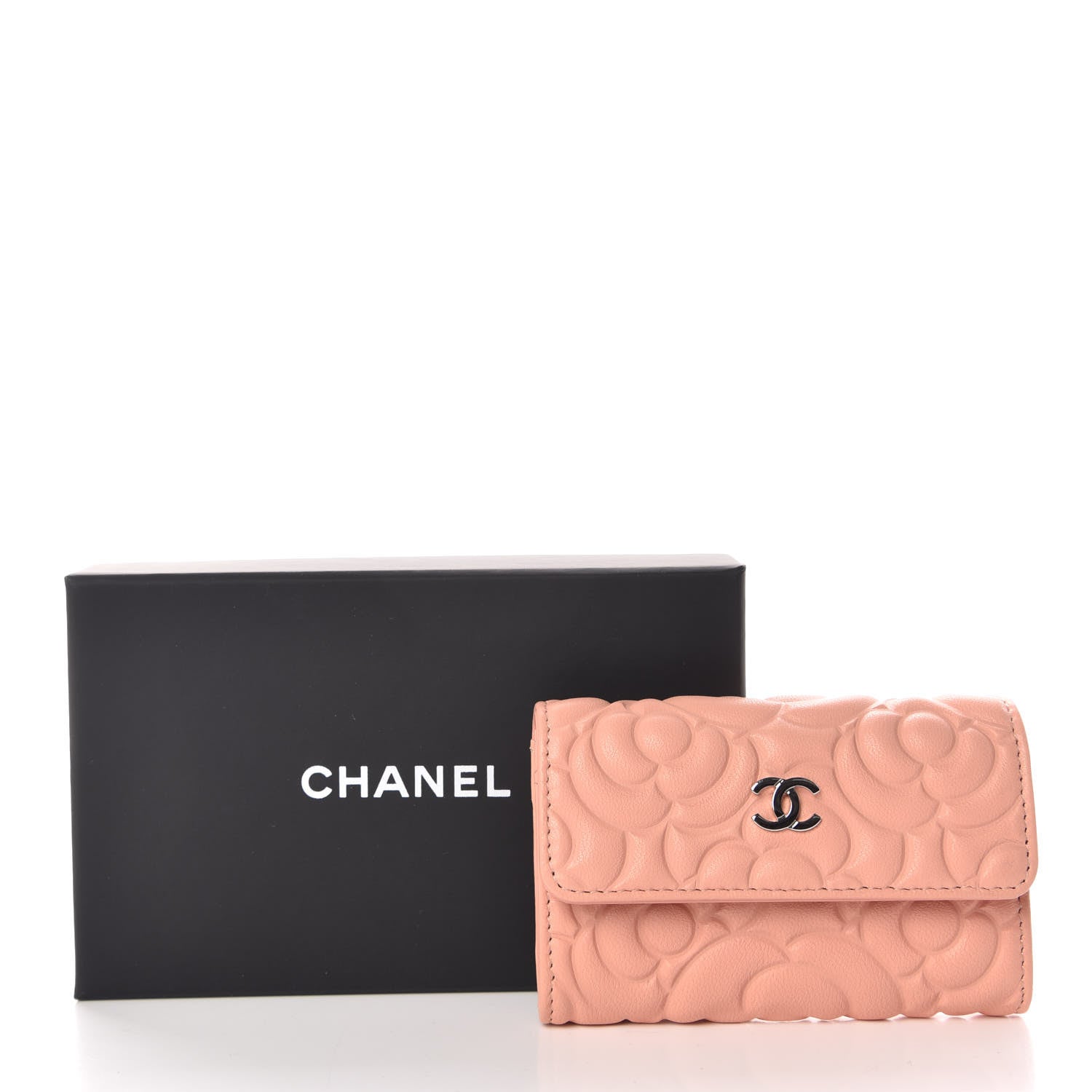 Chanel Goatskin Camellia Embossed Card Holder Wallet Light Pink 11 of 11