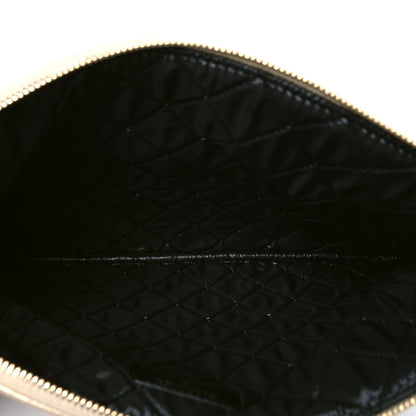 Chanel Metallic Goatskin Lambskin Grosgrain Pearl CC Medium Cosmetic Case Black Gold 4 of 4