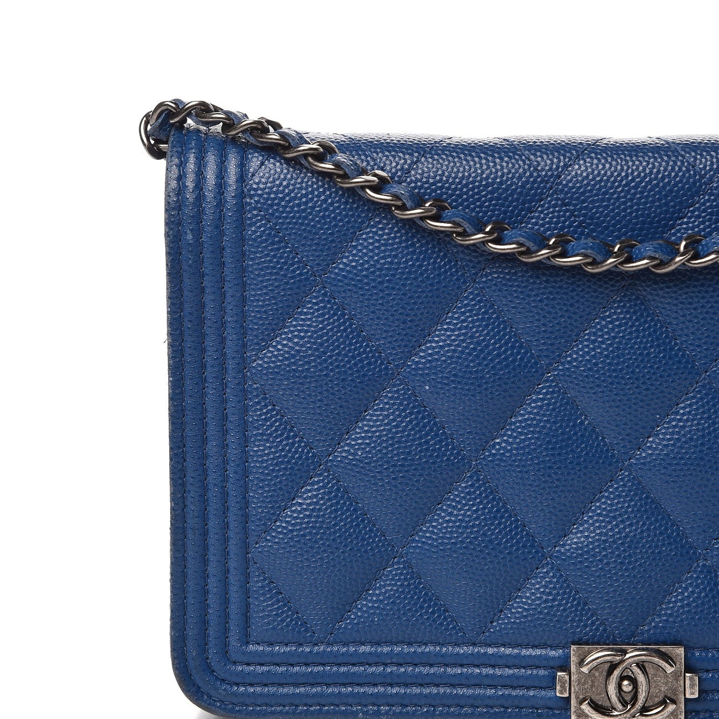 Caviar Quilted Boy Wallet On Chain WOC Blue