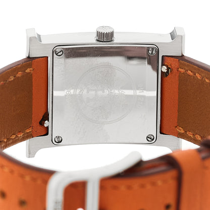 Hermes Stainless Steel Swift 21mm Heure H Hour Quartz Watch Orange 4 of 5