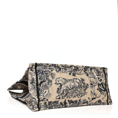 Christian Dior Canvas Embroidered Large Dioriviera Toile De Jouy Book Tote Black 3 of 12