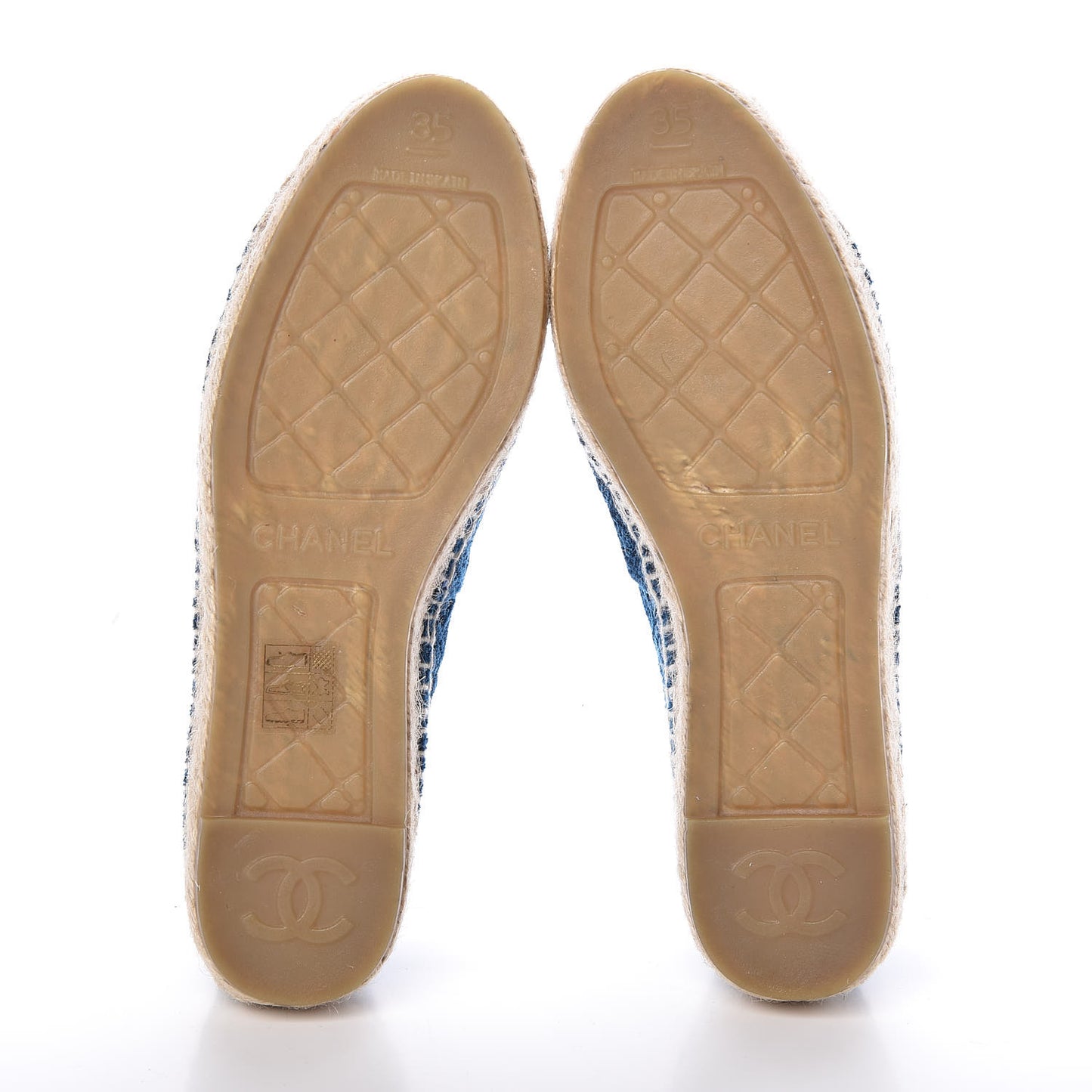 Velvet Grosgrain Quilted Camellia CC Espadrilles 35 Navy Black