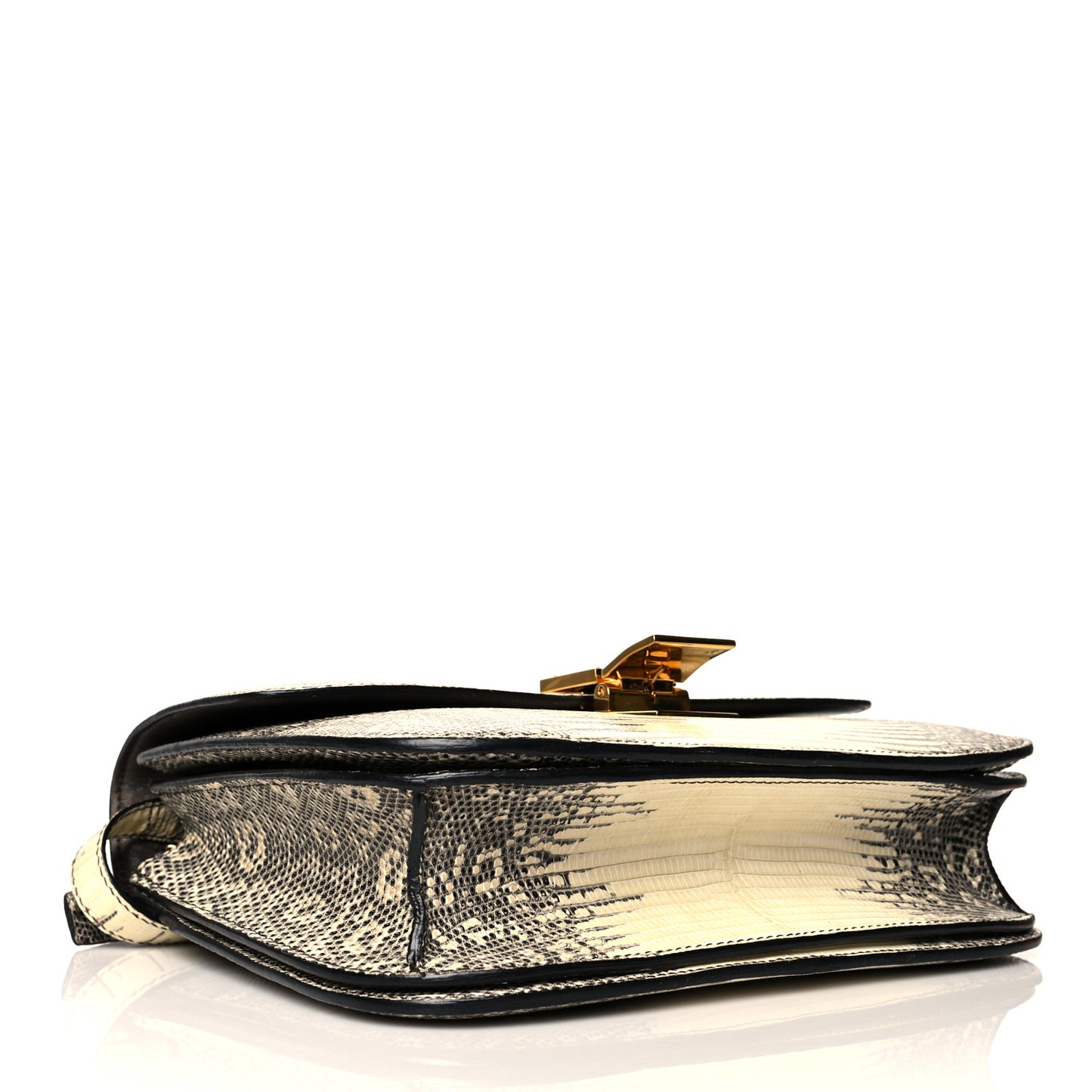 Lizard Medium Classic Box Flap Bag Natural