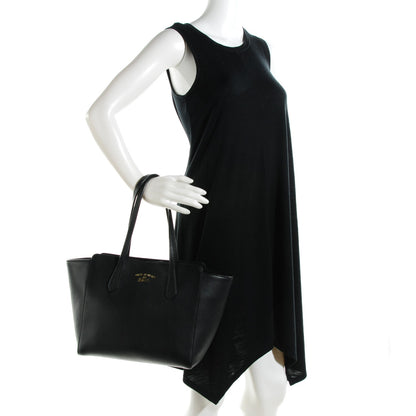Gucci Pebbled Calfskin Small Swing Tote Black 2 of 6
