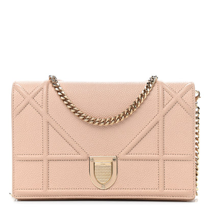 Christian Dior Grained Calfskin Diorama Wallet on Chain Pouch Nude 1 of 9