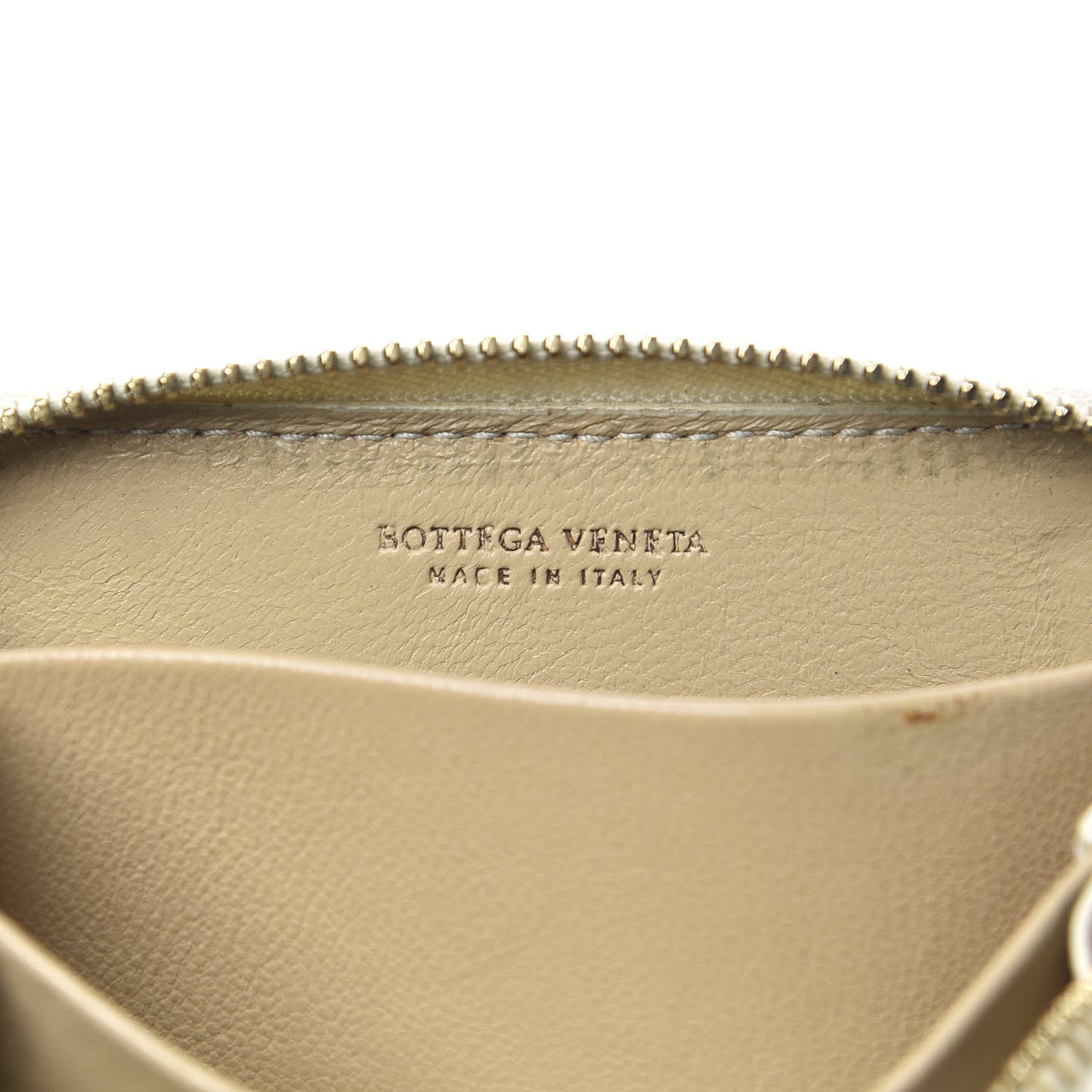 Nappa Intrecciato Zip Around Coin Purse Cream