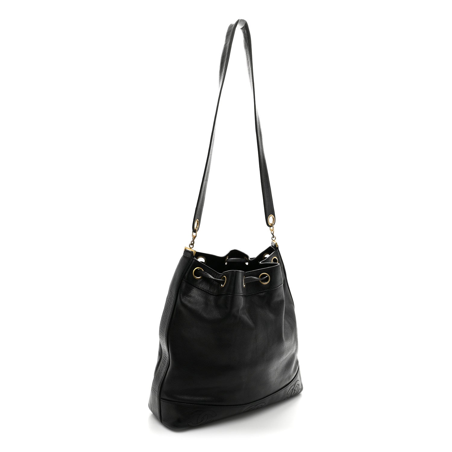 Chanel Caviar CC Drawstring Shoulder Bag Black 4 of 13