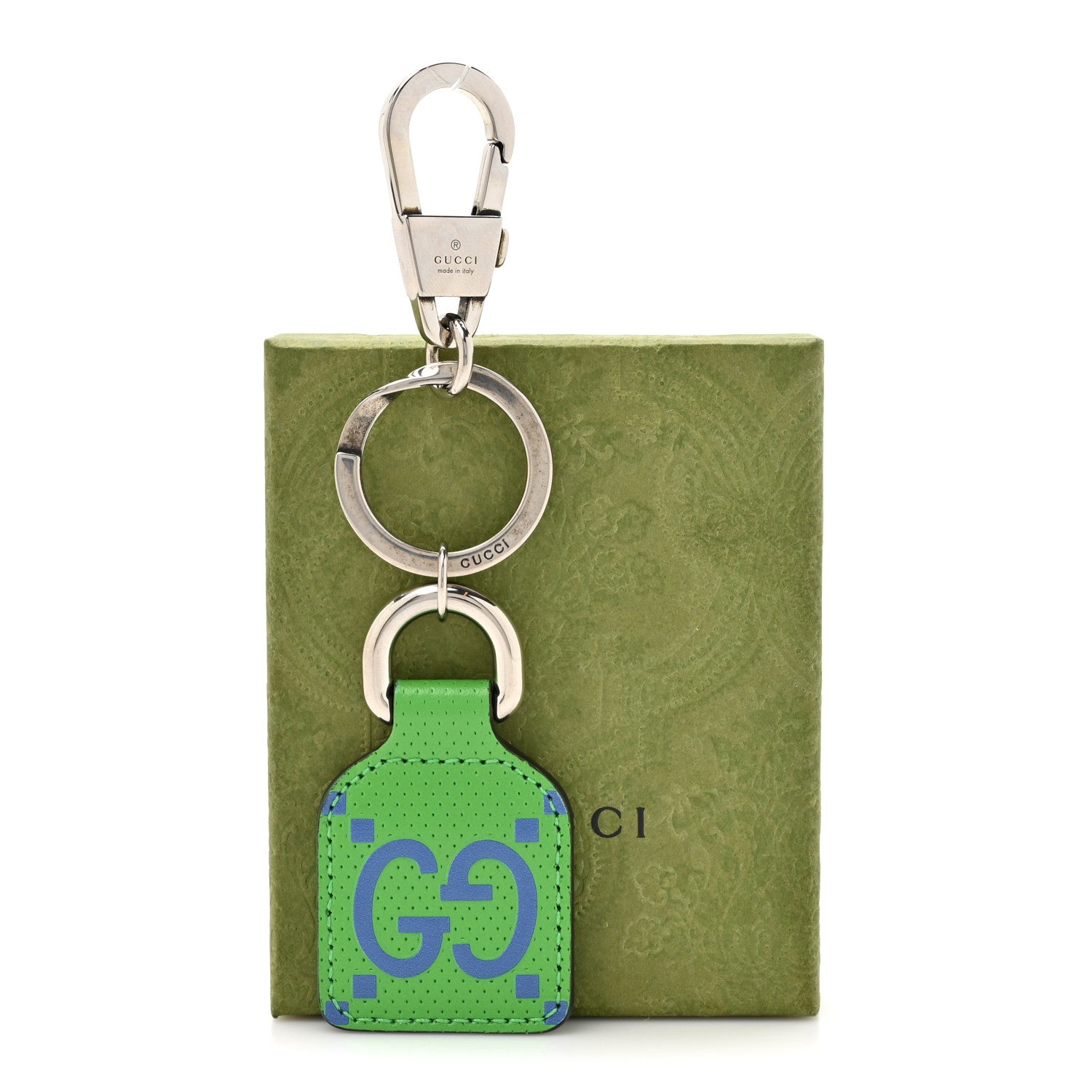 Gucci Calfskin GG Tennis Bi-color Embossed GG Key Charm Joy Green Joy Blue 5 of 5