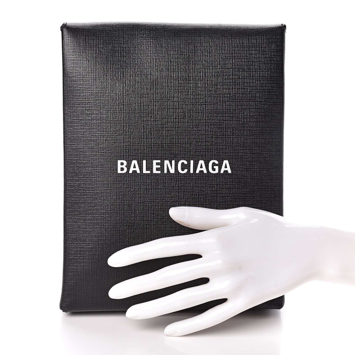 Balenciaga Squared Calfskin Logo Shopping Envelope Clutch Black 2 of 8