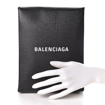 Balenciaga Squared Calfskin Logo Shopping Envelope Clutch Black 2 of 8