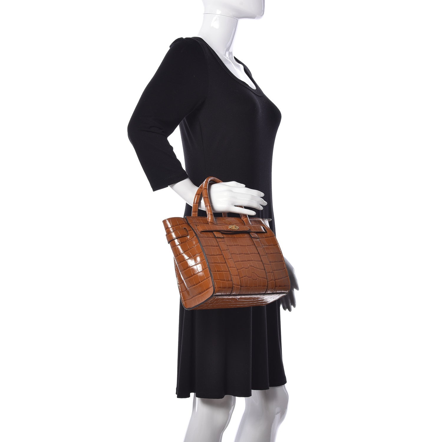 Mulberry Crocodile Embossed Calfskin Small Zipped Bayswater Mustard Yellow 3 of 9
