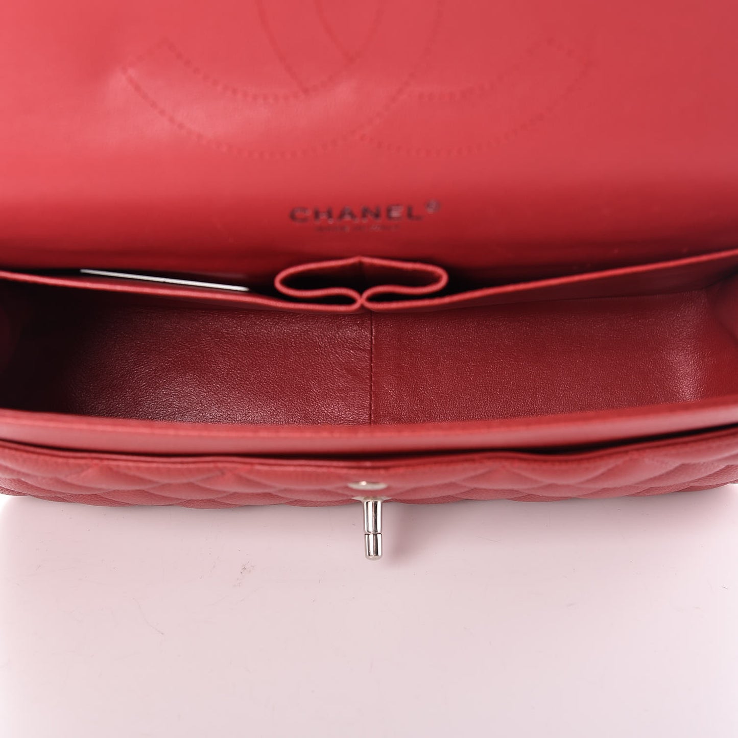 Caviar Quilted Jumbo Double Flap Red