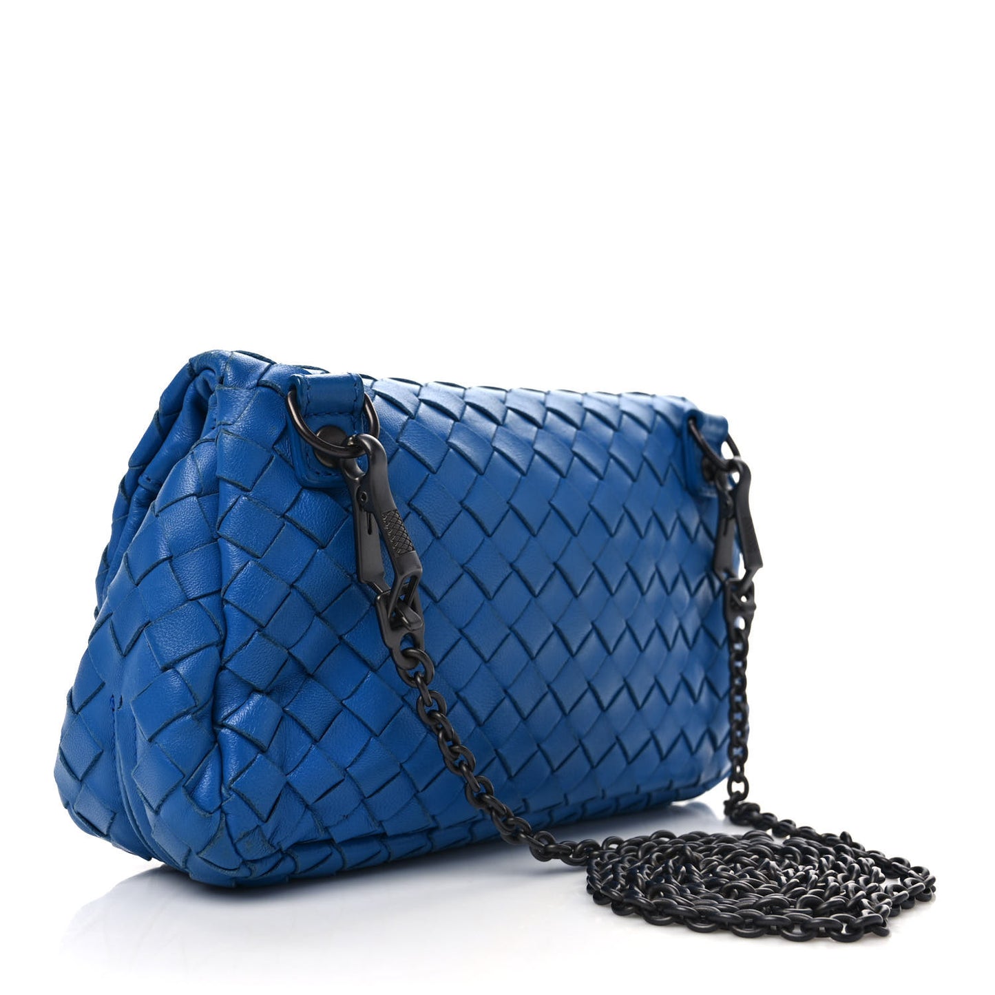 Nappa Intrecciato Small Chain Crossbody Cobalt
