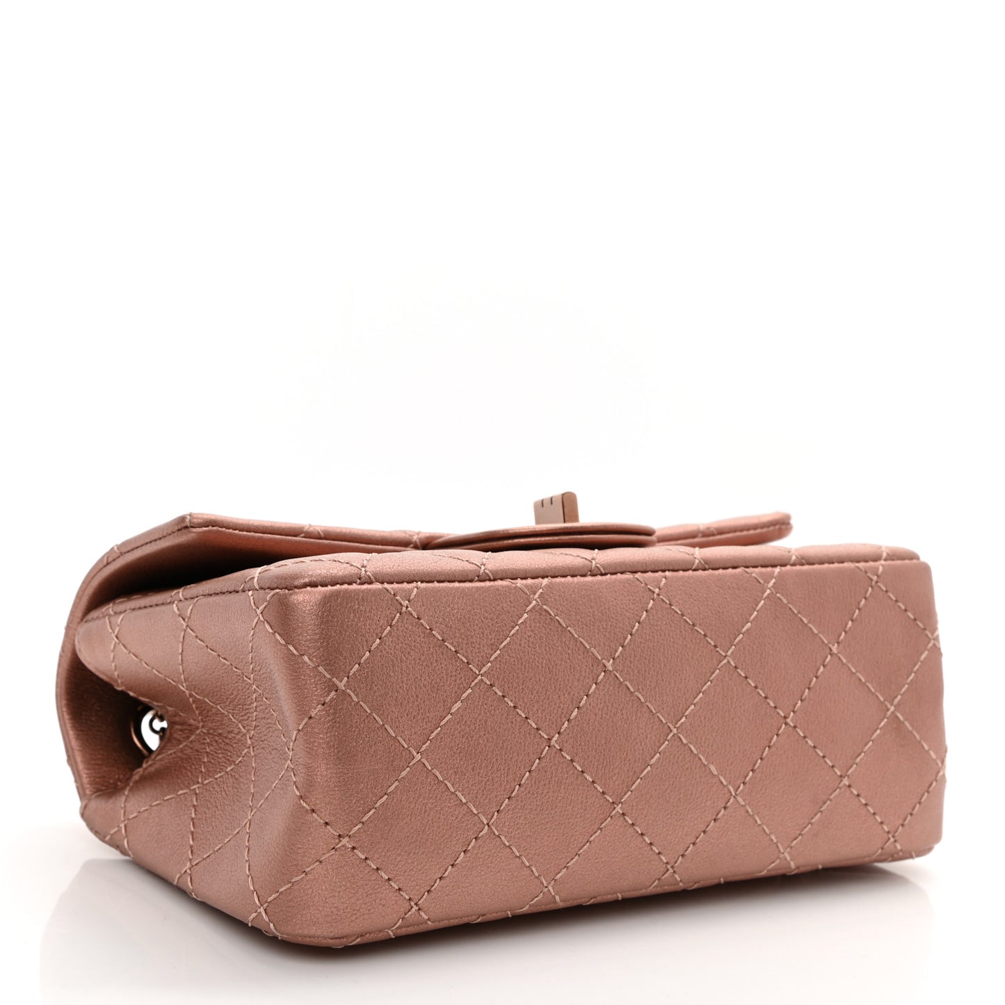 Metallic Grained Calfskin Quilted 2.55 Reissue Mini Flap Copper Pink
