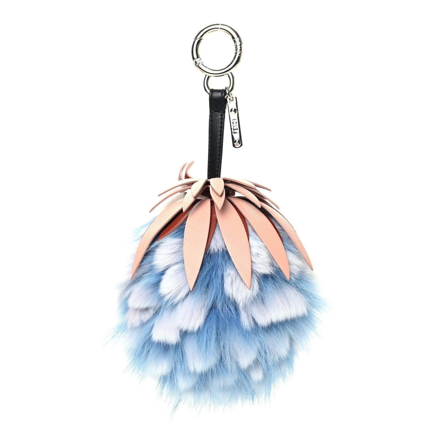 Fendi Fox Rabbit Fur Nappa Pineapple Bag Charm Nebula Baby Pink Multicolor 1 of 3