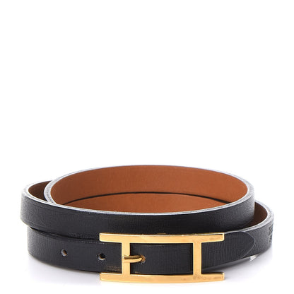 Hermes Chamonix Hapi 3 MM Triple Tour Wrap Bracelet M Black 1 of 8