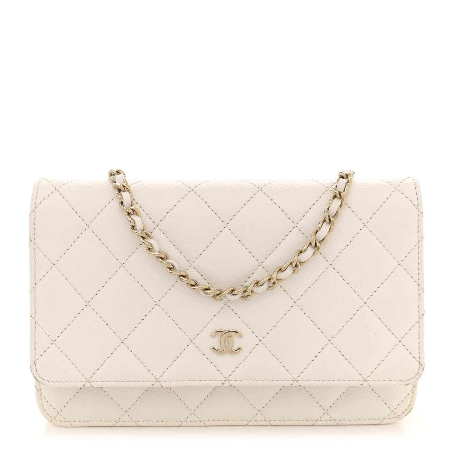 Caviar Quilted Wallet On Chain WOC White