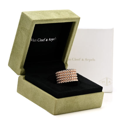 Van Cleef & Arpels 18K Rose Gold Perlee Pearls of Gold 5 Row Ring 53 6.5 6 of 6