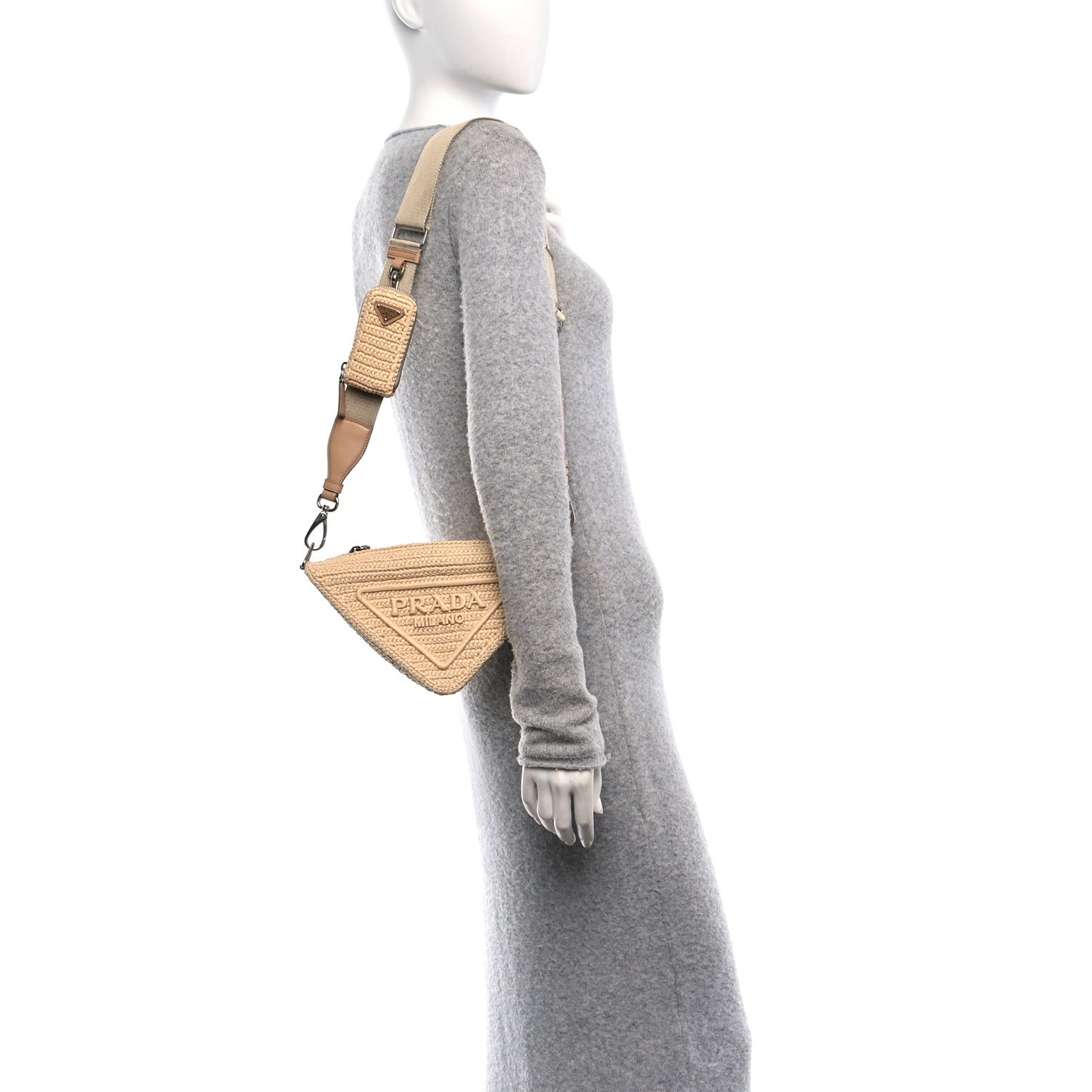 Yarn Raffia Effect Crochet Triangle Shoulder Bag Naturale