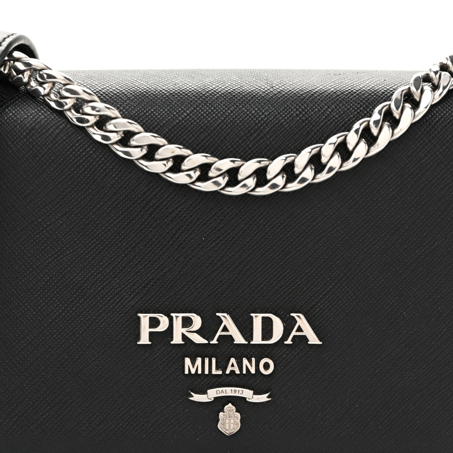 Prada Saffiano Soft Calf Chain Crossbody Bag Black 8 of 10