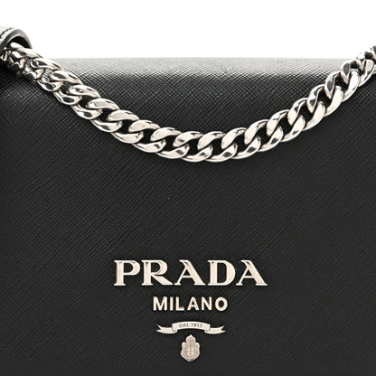 Prada Saffiano Soft Calf Chain Crossbody Bag Black 8 of 10
