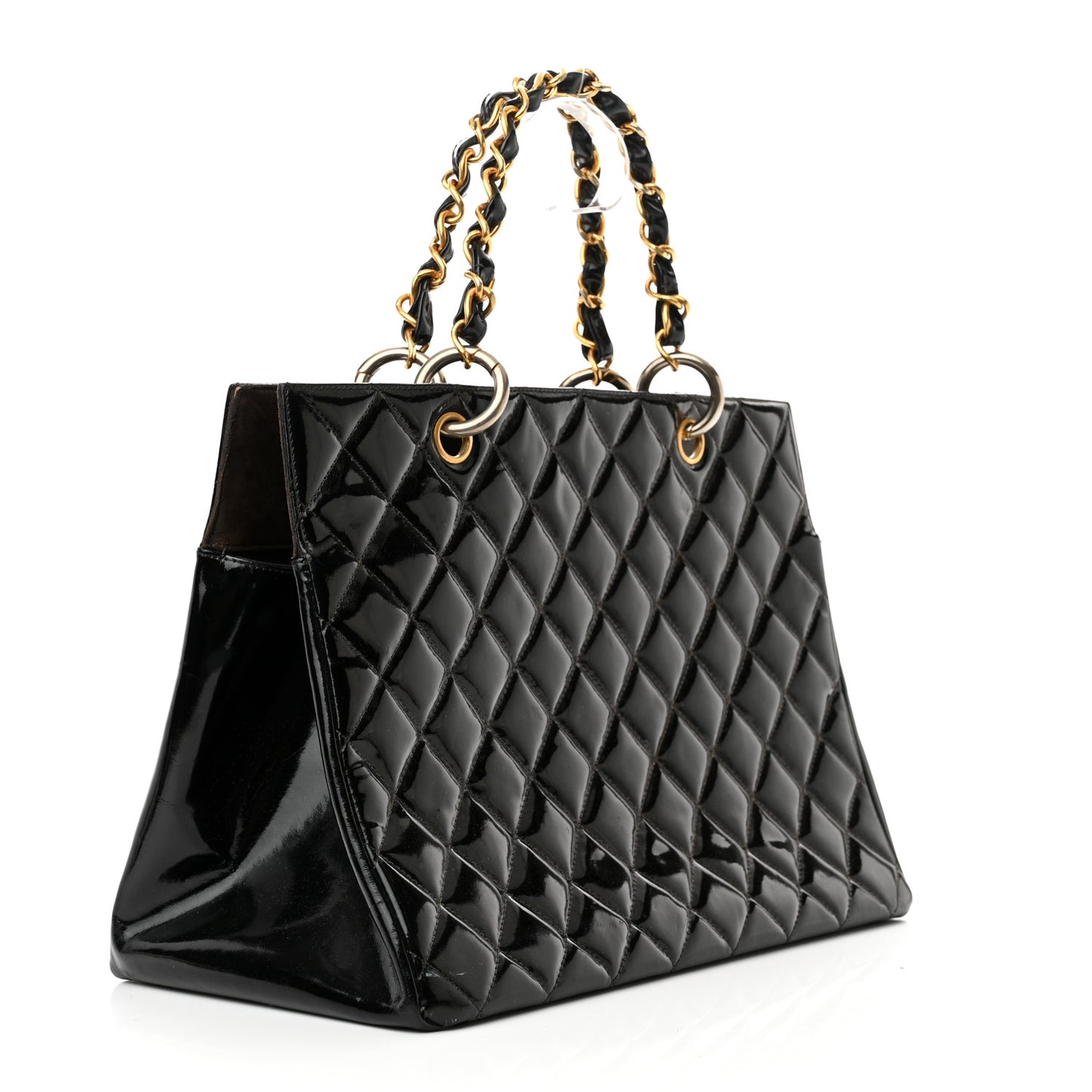 Patent Quilted Grand Shopping Tote GST Black