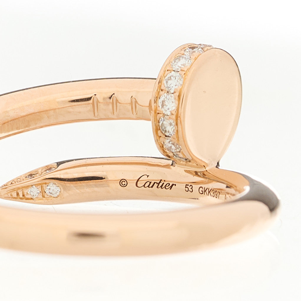 Cartier 18K Pink Gold Diamond Juste Un Clou Ring 53 6.25 4 of 7