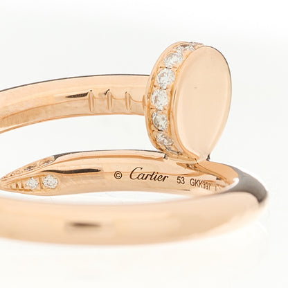 Cartier 18K Pink Gold Diamond Juste Un Clou Ring 53 6.25 4 of 7