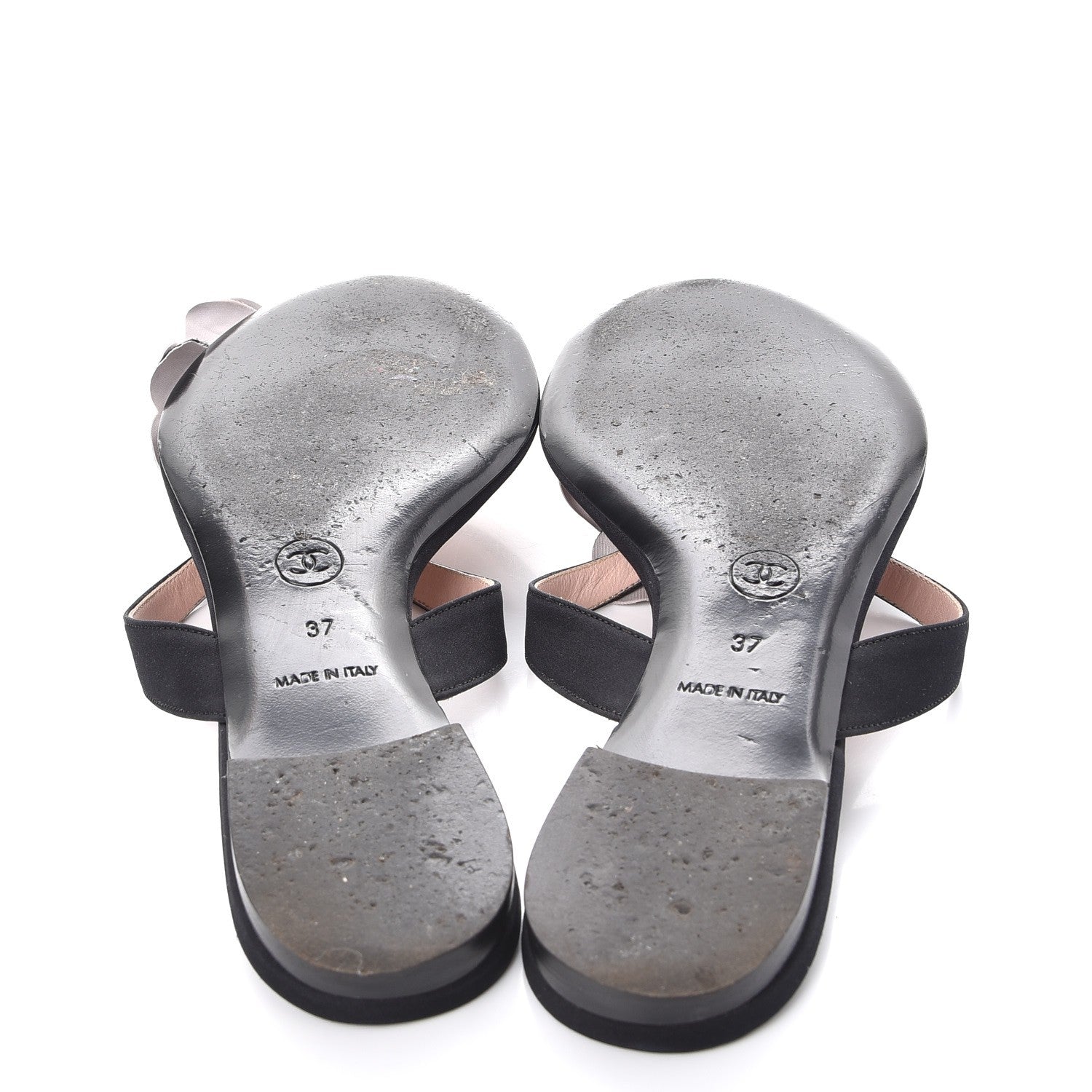 Chanel Satin Camellia Thong Sandals 37 Black 7 of 10