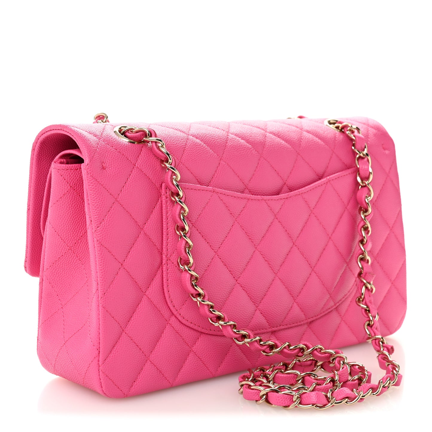 Caviar Quilted Medium Double Flap Pink