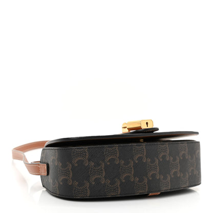 Celine Triomphe Canvas Calfskin Tabou Clutch on Strap Tan 4 of 8