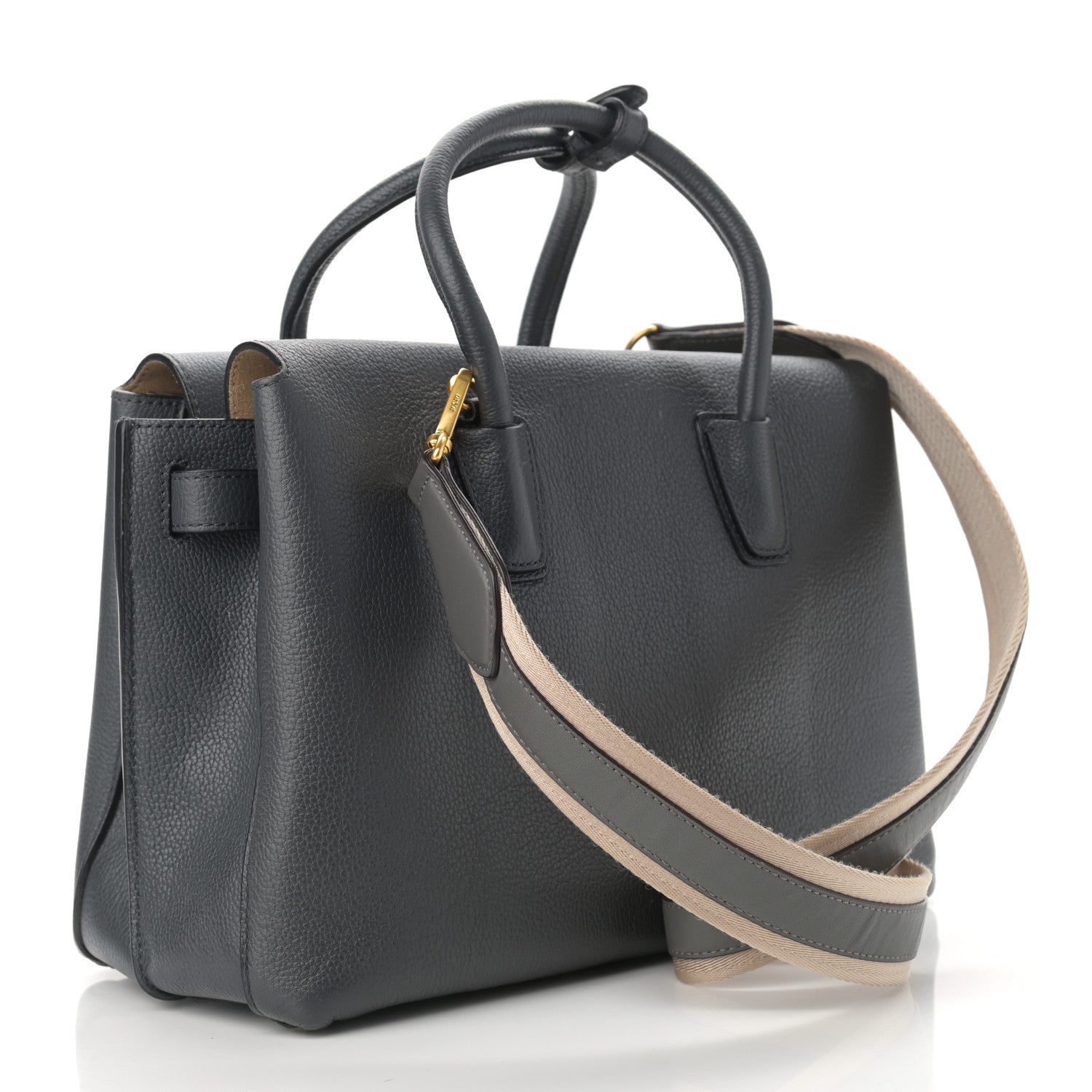 MCM Grained Calfskin Medium Milla Tote Phantom Grey 3 of 15