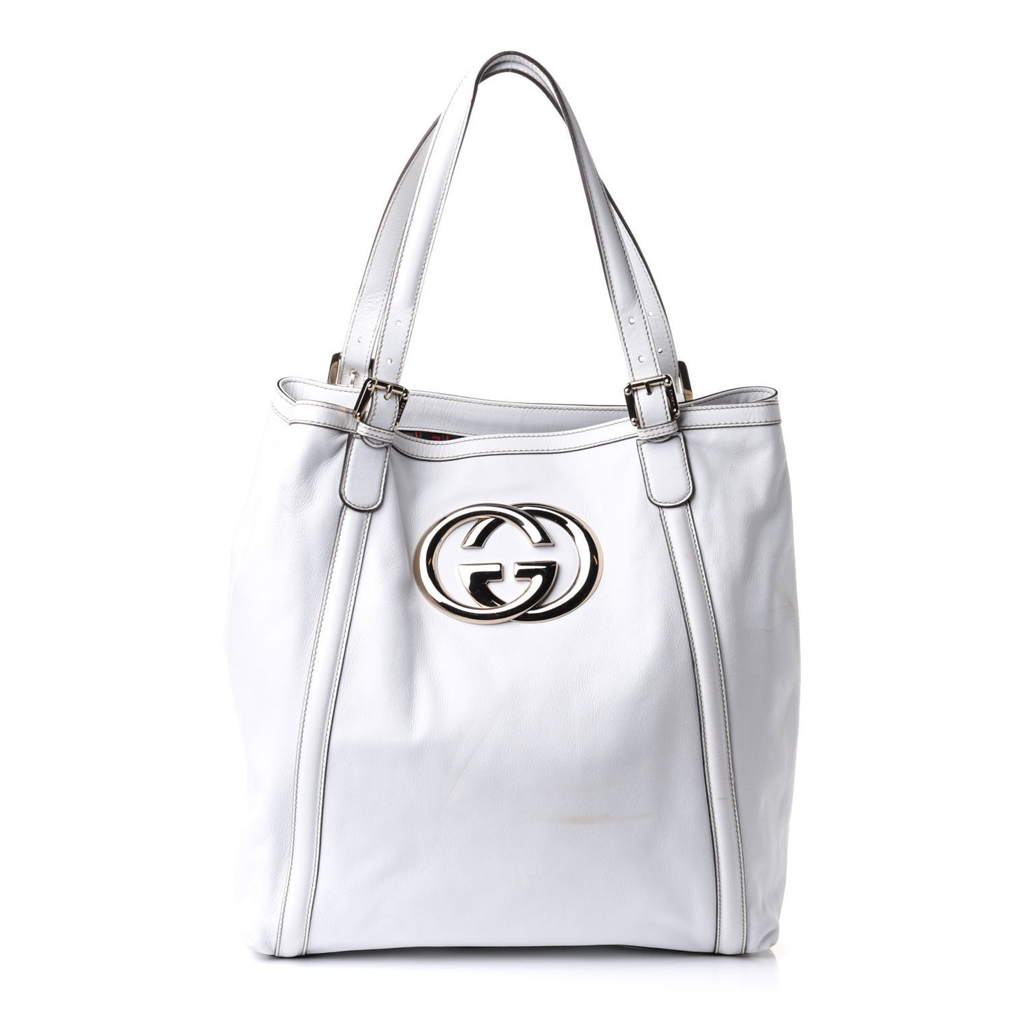 Calfskin Large Britt Shoulder Bag Off White
