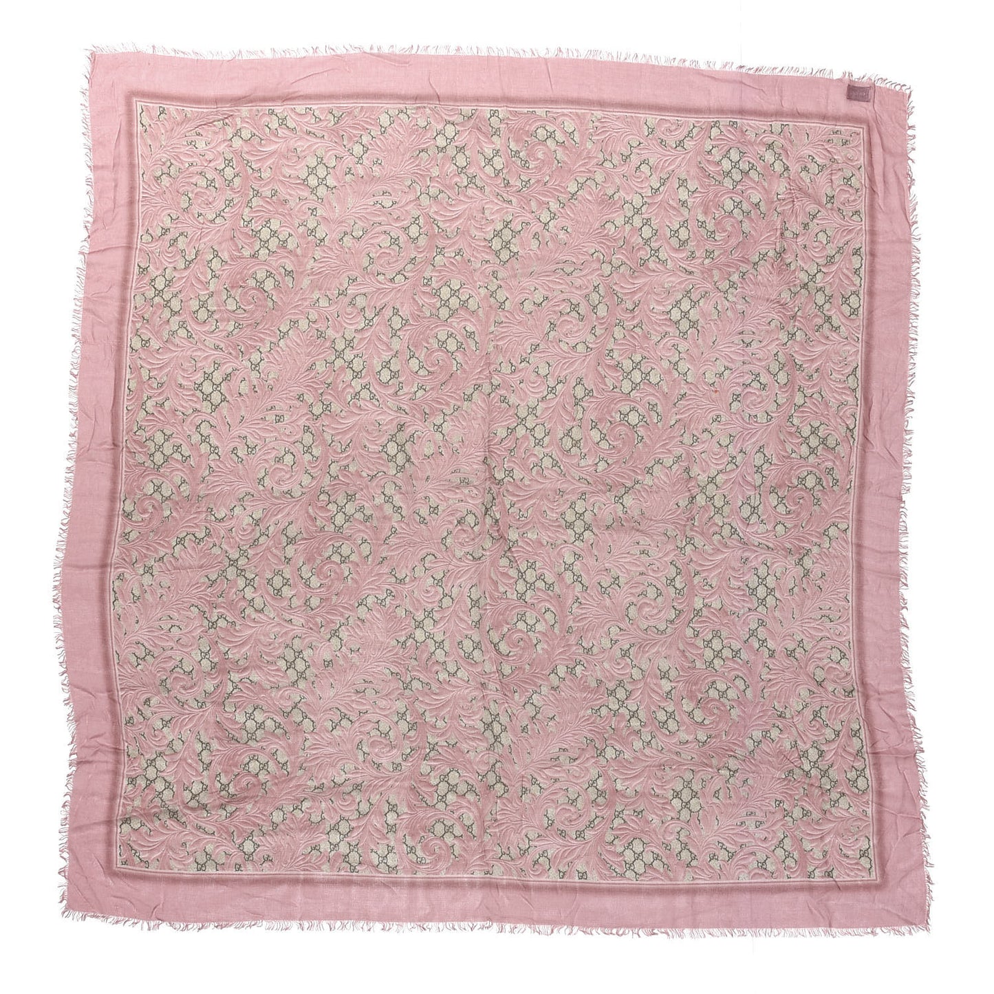 Modal Silk GG Monogram Big Arabesque Shawl Beige Pink