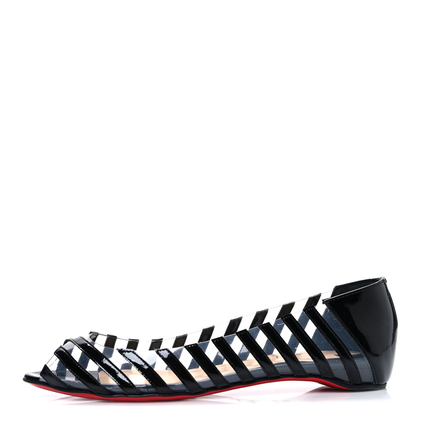Patent PVC Striped A6 Flats 36.5 Black