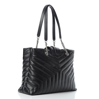 Saint Laurent Calfskin Y Quilted Monogram Large Loulou Shopper Black 3 of 11