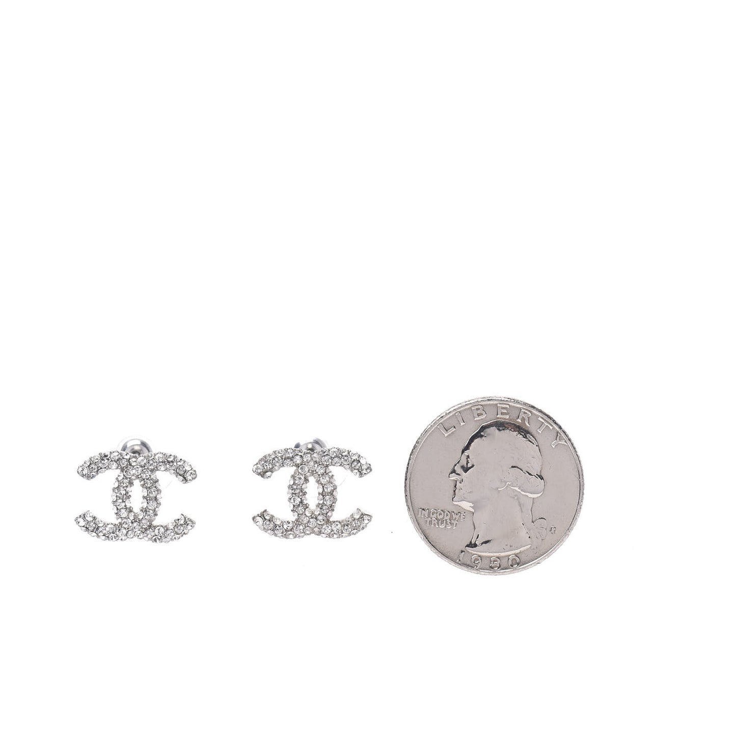 Crystal Large CC Earrings Silver