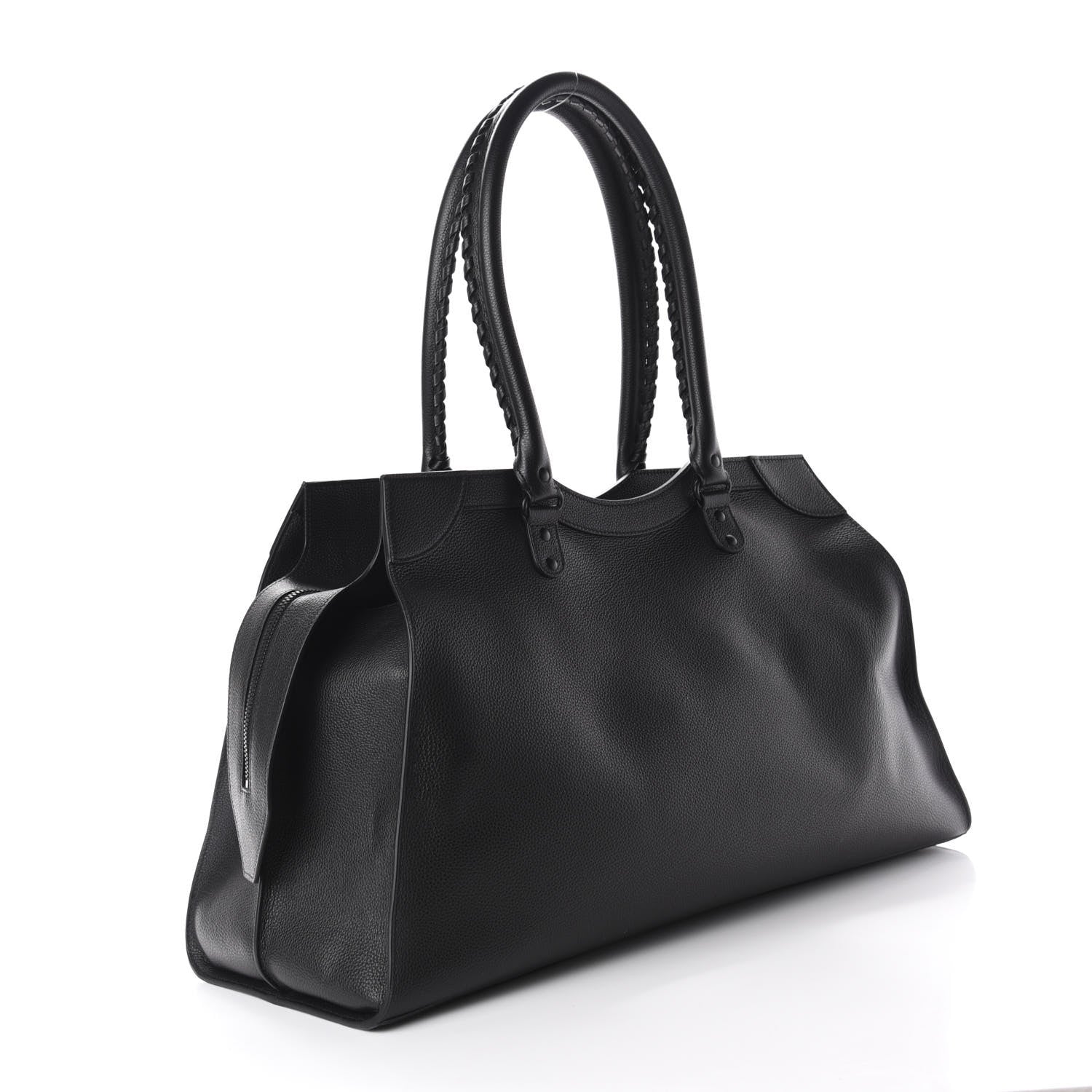Balenciaga Grained Calfskin Neo Classic Black Hardware Large Top Handle Bag Black 3 of 10