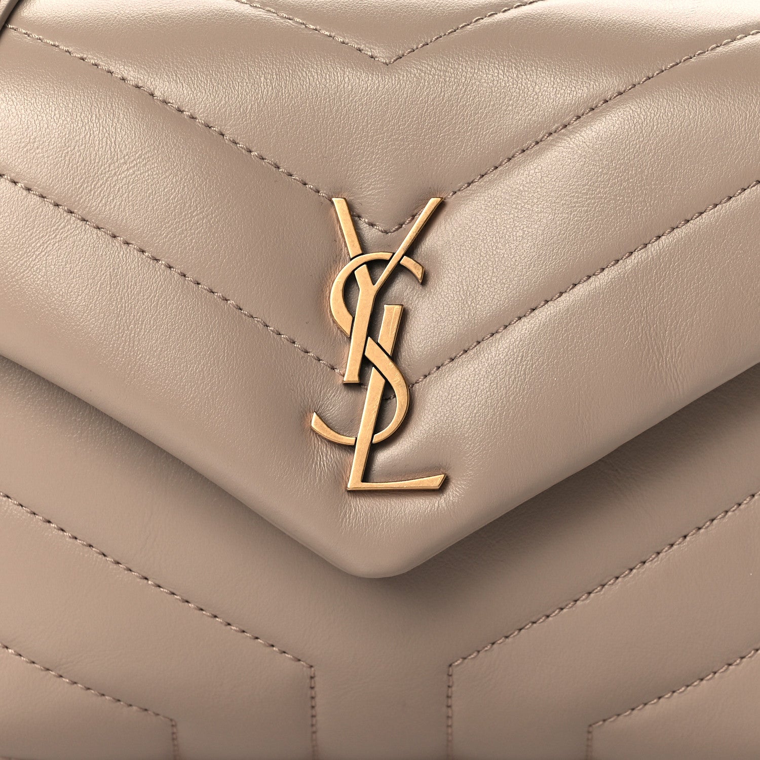 Saint Laurent Calfskin Y Quilted Monogram Toy Loulou Crossbody Bag Latte 8 of 10